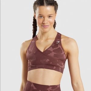 Gymshark Adapt Camo Seamless Sports Bra - Savanna | Cherry Brown